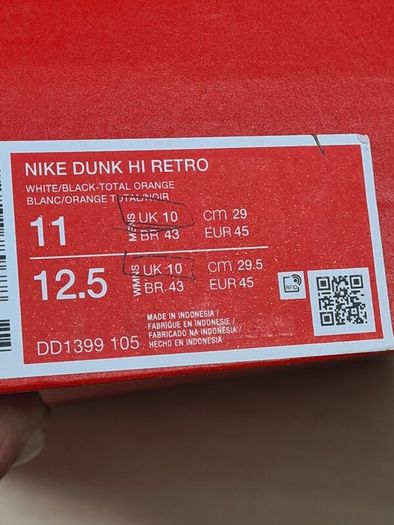 mens NIKE DUNK HI RETRO trainers runners Panda black and white Size UK 10 EU 45 BOXED