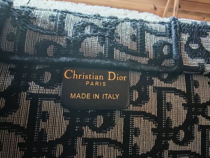 Authentic Christian Dior Large Book Tote - Blue Dior Oblique Embroidery