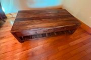 Large Solid Wood Coffee Table with Drawers