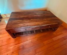 Large Solid Wood Coffee Table with Drawers