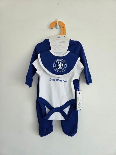 0-1m, Brand-New Official Chelsea FC Baby Starter Set (3 Piece) - Primark Baby