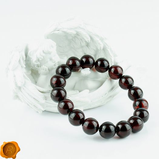 Luxury Dark Cherry Baltic Amber Unisex Large 14mm Beaded Stretch Bracelet for Men Women Genuine Organic Large Amber Beads