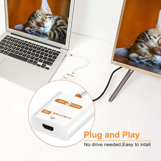 Cabletime Mini DisplayPort to HDMI 1080P Female (Video-Audio) TV (Gold-Plated) Adapter (White) (Brand New/Warranty)