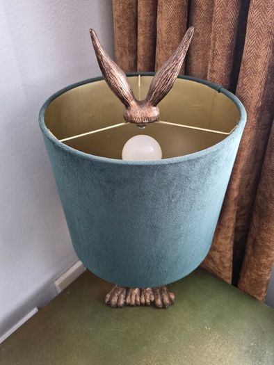 Green and gold bunny lamp