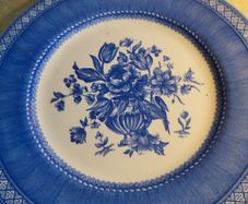 Stunning Queens Blue Hanging Plate By May Gilliatt.