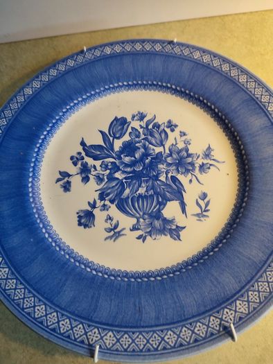 Stunning Queens Blue Hanging Plate By May Gilliatt.