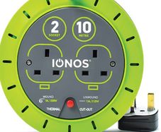 2 Socket Cable Reel, 10m, Green Extension Lead, 13A with Thermal Cut Out, Heavy Duty Outdoor Extension Lead