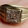 Vintage 9Ct Solid Yellow Gold 375 Diamond Mens Signet Ring 3,5g size S Image 7