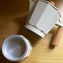 White Moka Pot Coffee Maker with Wooden Handle Image 8