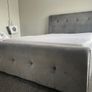 King size bed - grey suede material, high headboard Image 2