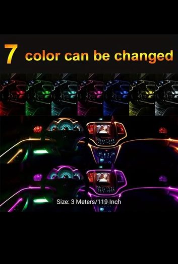3m Usb Cold Light Lamp With Atmosphere Effect For Car Interior Decoration