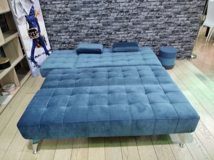 Blue corner sofa bed 195cm