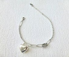 Loveheart Heart Silver Charm Bracelet