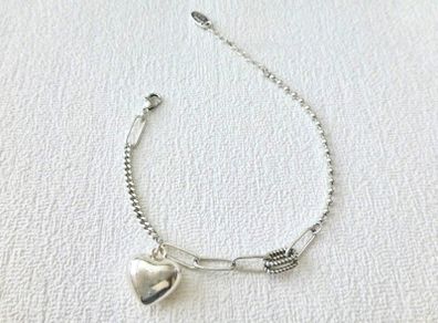 Loveheart Heart Silver Charm Bracelet