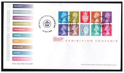 2000 Great Britain The Stamp Show 2000 Exhibition Souvenir Miniature Sheet First Day Cover (FDC) Earls Court Cancel