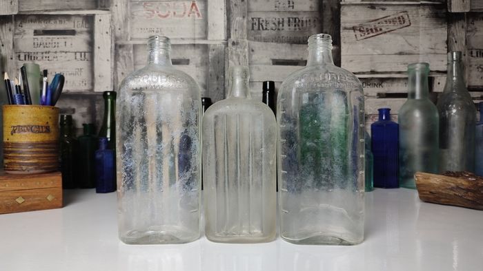 326 - Set of 3 Vintage Clear Glass Collectible Decorative Scrubbs Bottles