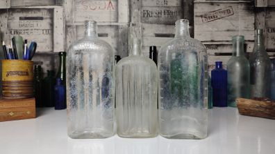 326 - Set of 3 Vintage Clear Glass Collectible Decorative Scrubbs Bottles