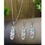 3in1 Beautiful Jewelry Set with Turquoise Stones - Earrings & Pendant Image 3