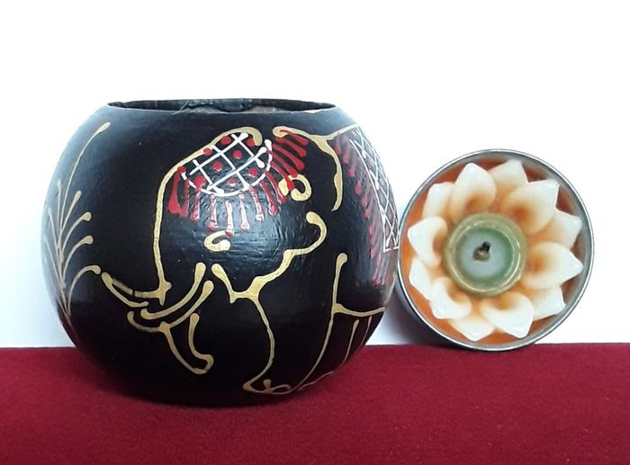 Mango Wood Ball Tea Light Holder with Pedestal Base