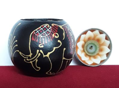 Mango Wood Ball Tea Light Holder with Pedestal Base