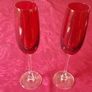 Pair Of Ruby Red Stemmed Toasting Champagne Flutes Image 8