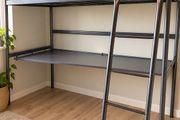 Metal Loft Bed with Integrated Desk
