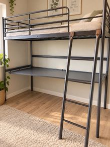 Metal Loft Bed with Integrated Desk