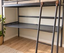 Metal Loft Bed with Integrated Desk