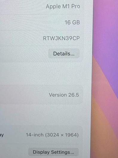 MacBook M1 Pro 14" 16gb ram 1tb storage
