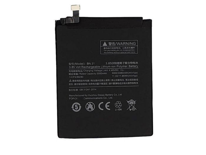 Replacement Battery For Xiaomi Redmi Note 5A Battery BN31 3080mAh 3.85V New - FHT04MIB