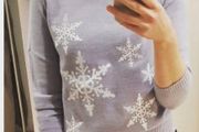 Grey Embroidered Snowflake Jumper