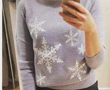 Grey Embroidered Snowflake Jumper