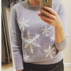 Grey Embroidered Snowflake Jumper
