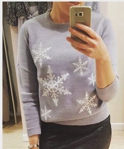 Grey Embroidered Snowflake Jumper