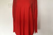 BNWTS Ladies orange Jumper Feather Jewelled shoulders M/L Oversized Includes Postage