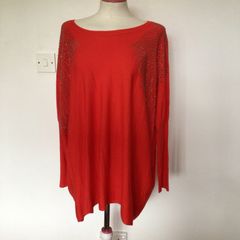 BNWTS Ladies orange Jumper Feather Jewelled shoulders M/L Oversized Includes Postage