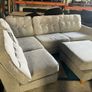 Grey corner sofa with matching footstool Image 6