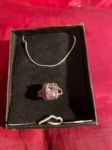 925 Sterling Silver Necklace & White Metal Ring