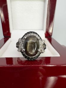Silver Chantaburi Black Star Sapphire Cocktail Ring