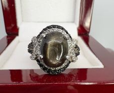 Silver Chantaburi Black Star Sapphire Cocktail Ring