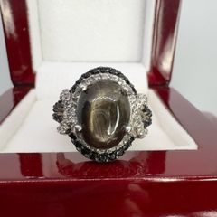 Silver Chantaburi Black Star Sapphire Cocktail Ring