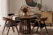 Tovo Dark Walnut Extendable Round Dining Table
