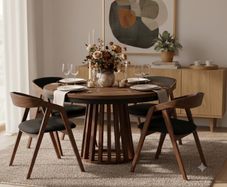 Tovo Dark Walnut Extendable Round Dining Table