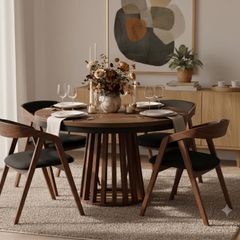 Tovo Dark Walnut Extendable Round Dining Table