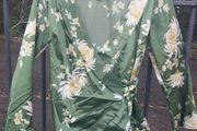 Olive green floral wrap around top (free post)