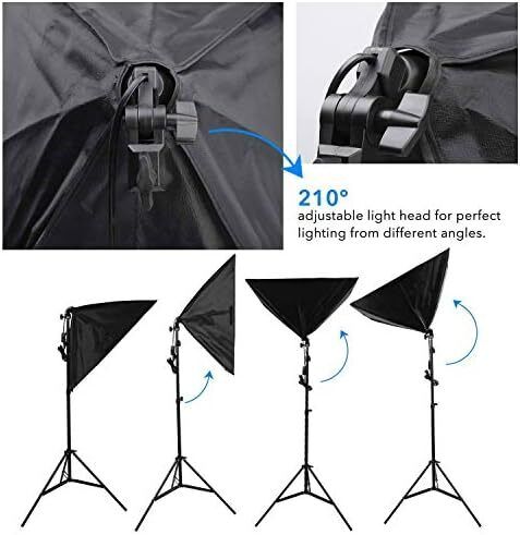 Photography Lighting Kit 2x 135W Continuous Lighting Kit 20"x28"/50x70cm Softbox Soft Box Photo Studio Set Light Bulbs Lamp 5500K Photography E27 Socket Softboxes UK Plug