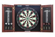 Dartboard and Cabinet Set, Ready-to-Play Bundle Official Size Dartboard Cabinet, Steel Tip Dart Hideaway Cabinet, Features LED Light