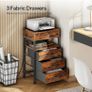Bedside Table with Charging Station, Side Table with 4 Drawers, 2 AC Outlets, 1 USB-A, 1 Type-C, Nightstand for Bedroom, Living Room, Rustic Brown and Black Image 4