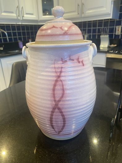 Beautiful very  Tall  12 inch Ceramic lidded pot