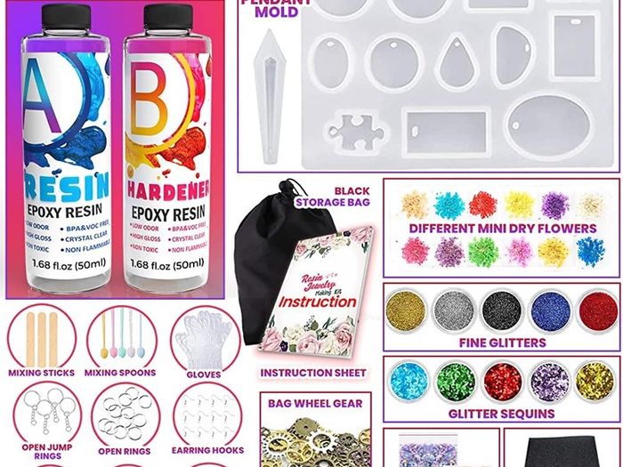 Jewelry Making Kit - Resin Kits for Beginners with Molds and Resin Making Supplies - Silicone Casting Mold, Tools Set and Clear Epoxy Resin for DIY Jewelry Craft (FREE SHIPPING)
